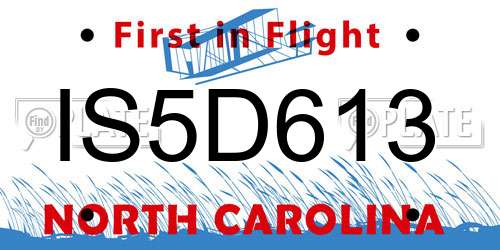 IS5D613 North Carolina License Plate