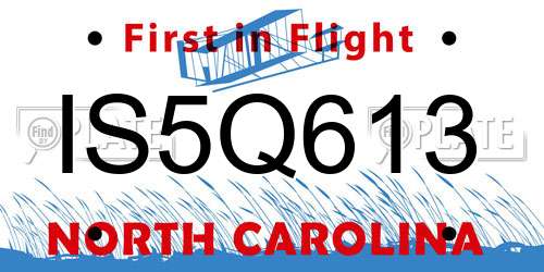IS5Q613 North Carolina License Plate