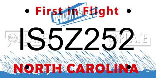 IS5Z252 North Carolina License Plate