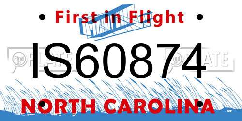 IS60874 North Carolina License Plate