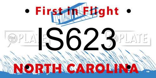 IS623 North Carolina License Plate