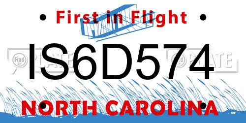 IS6D574 North Carolina License Plate
