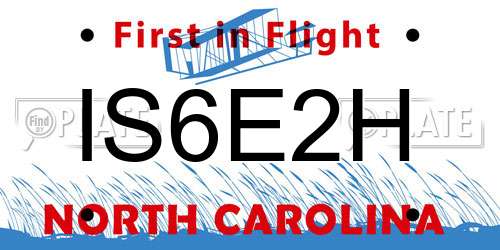 IS6E2H North Carolina License Plate