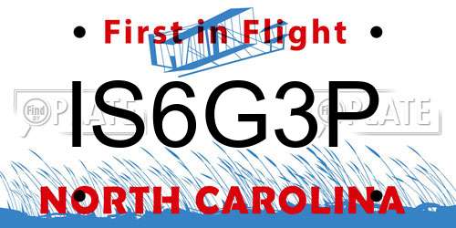 IS6G3P North Carolina License Plate