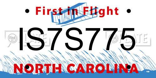IS7S775 North Carolina License Plate