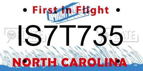 IS7T735 North Carolina License Plate