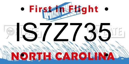 IS7Z735 North Carolina License Plate