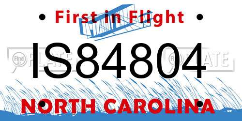 IS84804 North Carolina License Plate