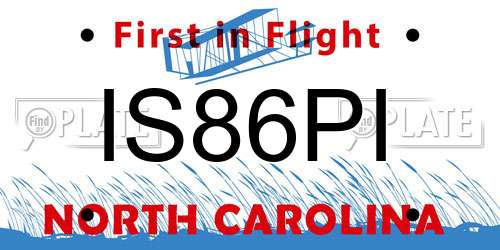 IS86PI North Carolina License Plate