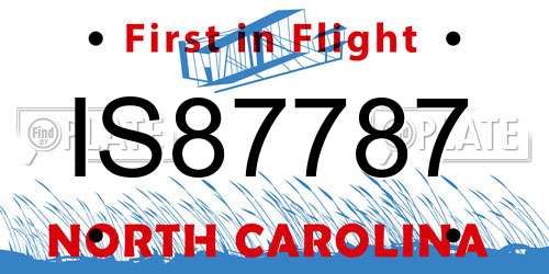 IS87787 North Carolina License Plate