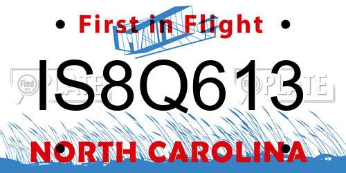 IS8Q613 North Carolina License Plate