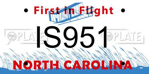IS951 North Carolina License Plate