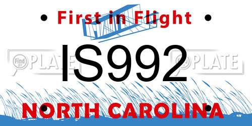 IS992 North Carolina License Plate
