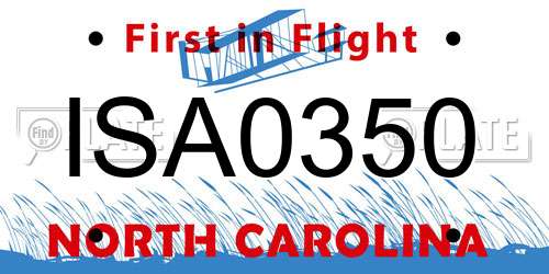 ISA0350 North Carolina License Plate