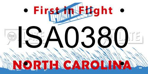 ISA0380 North Carolina License Plate