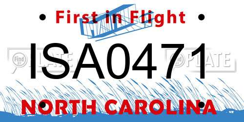 ISA0471 North Carolina License Plate