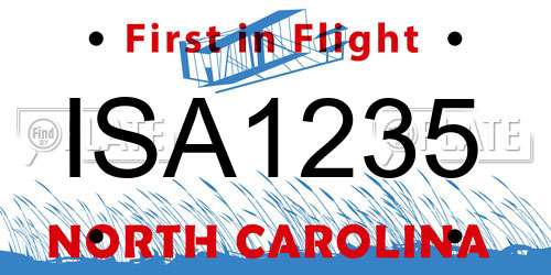 ISA1235 North Carolina License Plate