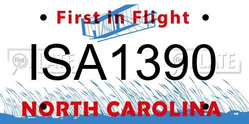 ISA1390 North Carolina License Plate