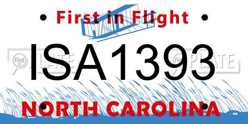 ISA1393 North Carolina License Plate