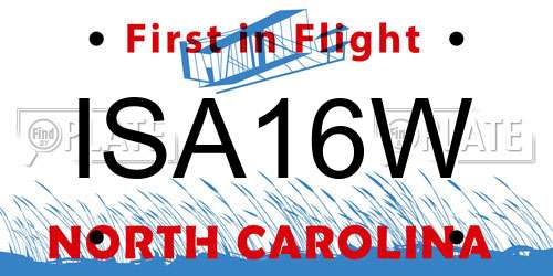 ISA16W North Carolina License Plate