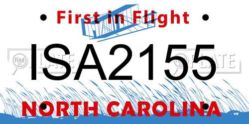 ISA2155 North Carolina License Plate