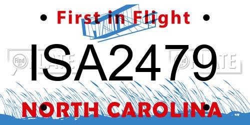 ISA2479 North Carolina License Plate