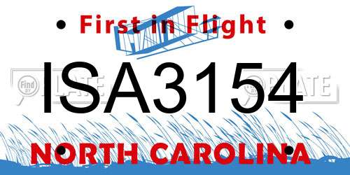 ISA3154 North Carolina License Plate