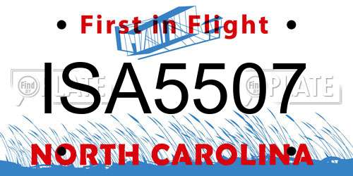 ISA5507 North Carolina License Plate