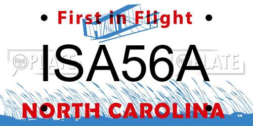 ISA56A North Carolina License Plate