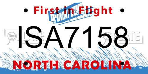 ISA7158 North Carolina License Plate