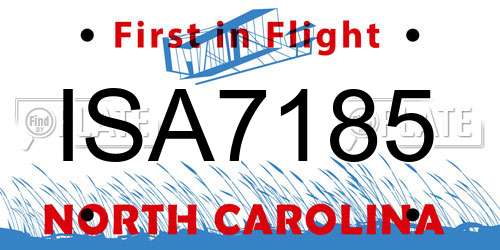ISA7185 North Carolina License Plate