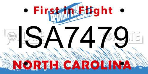 ISA7479 North Carolina License Plate
