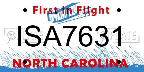 ISA7631 North Carolina License Plate