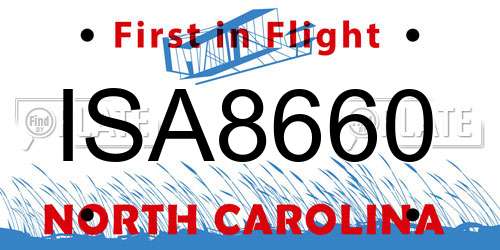 ISA8660 North Carolina License Plate