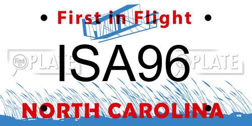 ISA96 North Carolina License Plate