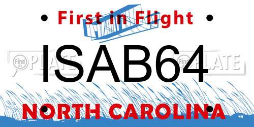 ISAB64 North Carolina License Plate