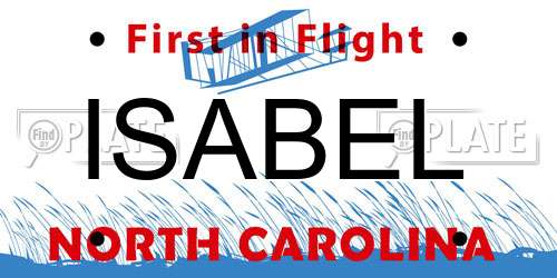 ISABEL North Carolina License Plate
