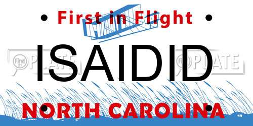 ISAIDID North Carolina License Plate