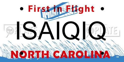 ISAIQIQ North Carolina License Plate
