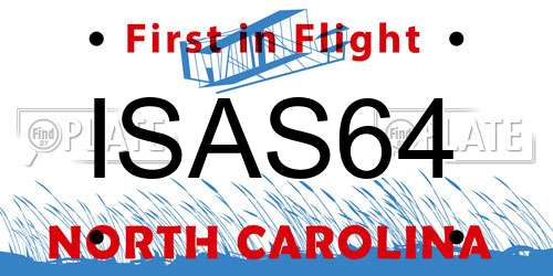ISAS64 North Carolina License Plate