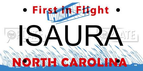 ISAURA North Carolina License Plate