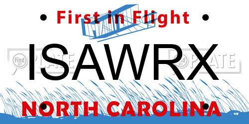 ISAWRX North Carolina License Plate