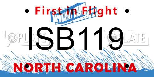 ISB119 North Carolina License Plate