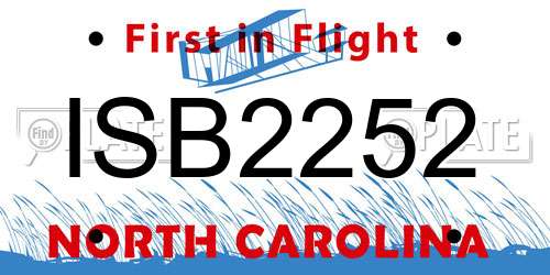 ISB2252 North Carolina License Plate