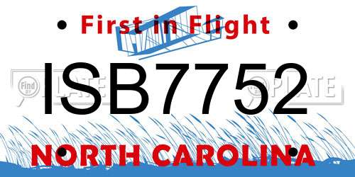 ISB7752 North Carolina License Plate