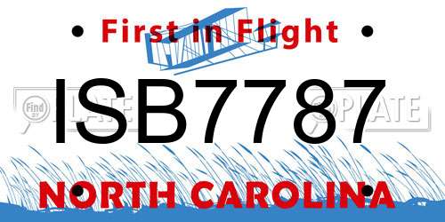 ISB7787 North Carolina License Plate