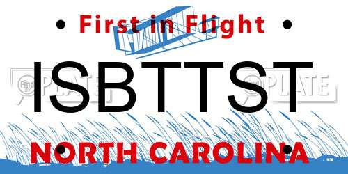 ISBTTST North Carolina License Plate