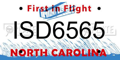 ISD6565 North Carolina License Plate