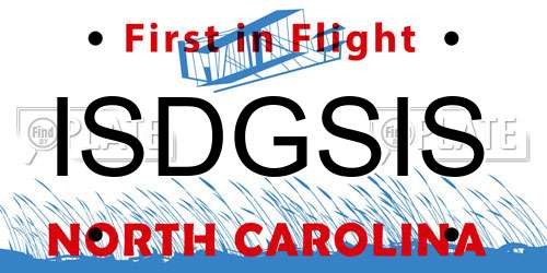 ISDGSIS North Carolina License Plate