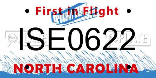 ISE0622 North Carolina License Plate